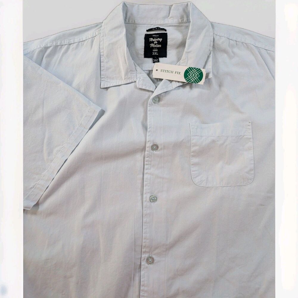 Artistry In Motion Shirt Mens 3XL Blue Slim Fit Button Up Cotton Stitch Fix
